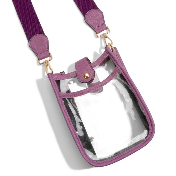 Clear Stadium Event Cross Body Sling Bag Purple Trim - Picture 2 of 3